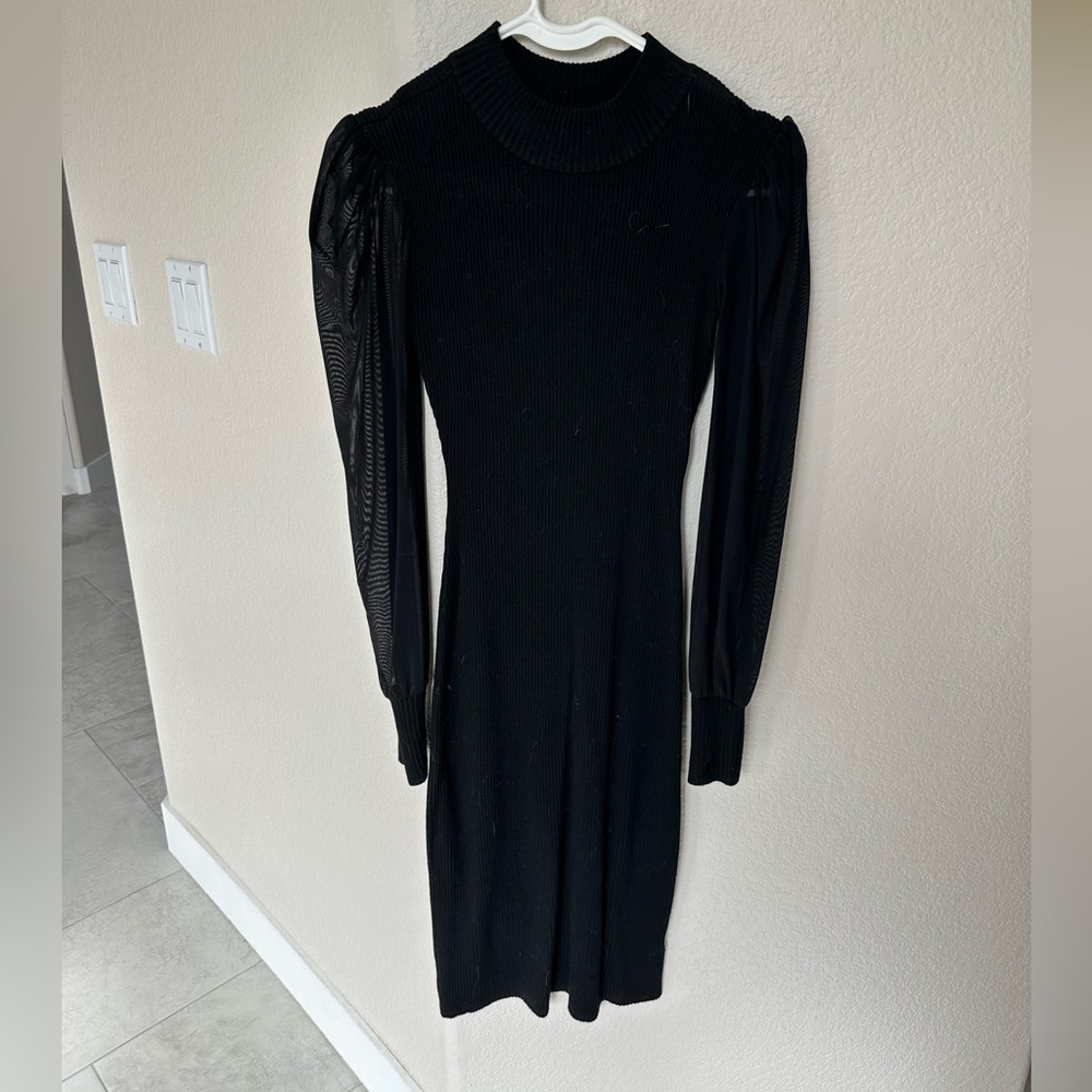 SMALL mesh sleeved midi dress